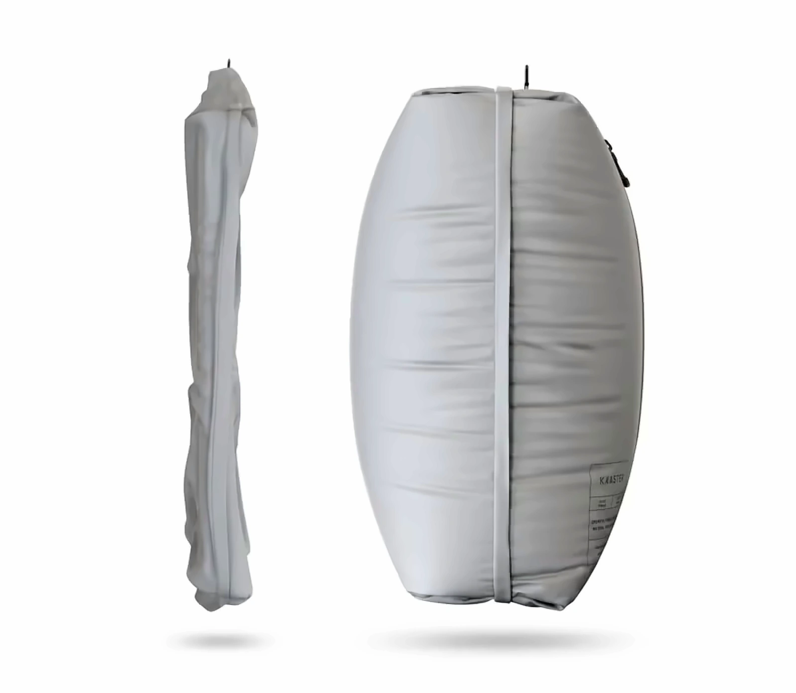 Aerless bag before and after compression